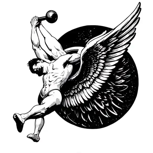 calisthenics in the bar with wing tattoo tattoo design idea