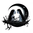 the nightmare before Christmas sally and zero with moon tattoo design idea
