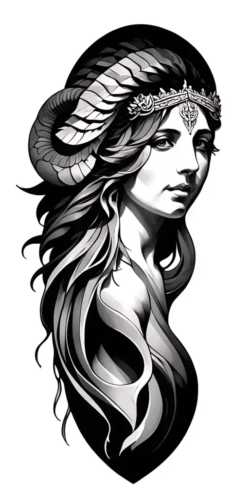 libra aries and aquarias combined together tattoo design idea