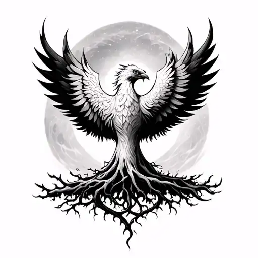 tree of life with Phoenix tattoo design idea