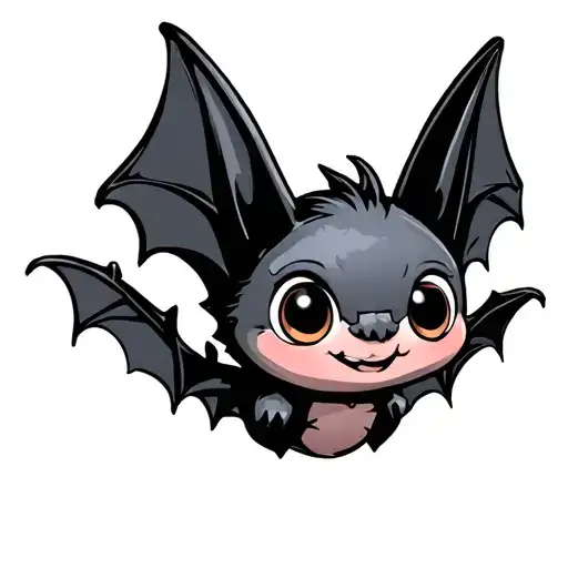 cute bat flying tattoo design idea