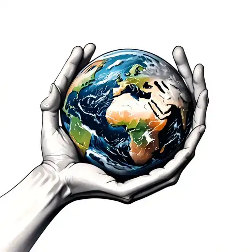 Hands Holding Earth tattoo design idea