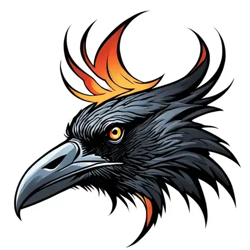 profile of a crow head gradient  tattoo design idea