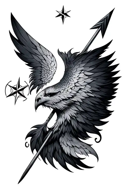 hafe of compass another hafe arrow  tattoo design idea