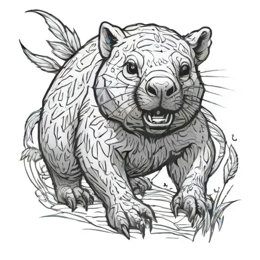 combat wombat tattoo design idea