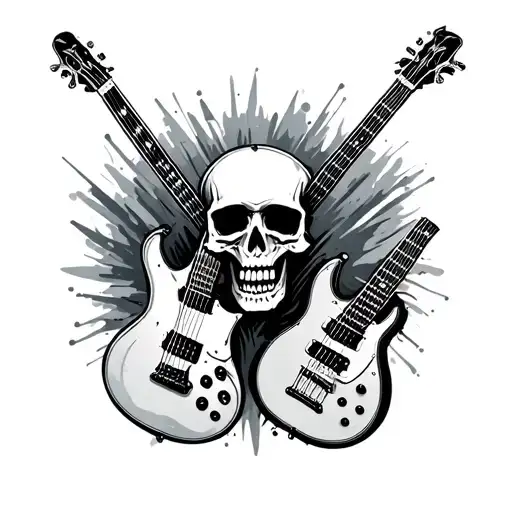skulls and guitars tattoo design idea