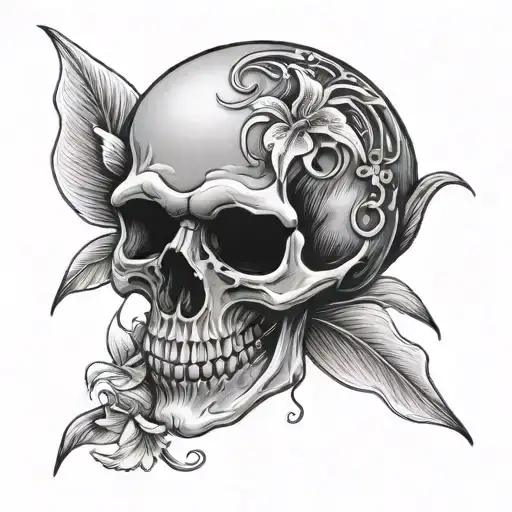 skull with lily flower. with a parachute regiment logo. a full sleeve  tattoo design idea