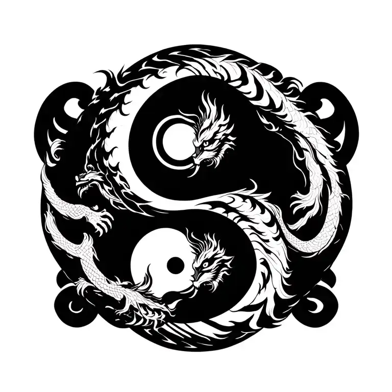 Tiger and dragon yin yang symbol made tattoo design idea