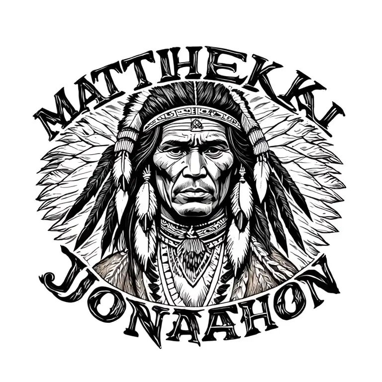 "Matthew   Kai   Jonathon " Native American theme tattoo design idea