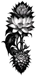 gothic flowers blooming lotus flower tattoo design idea