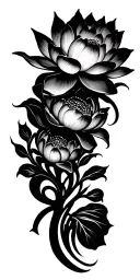 gothic flowers blooming lotus flower tattoo design idea