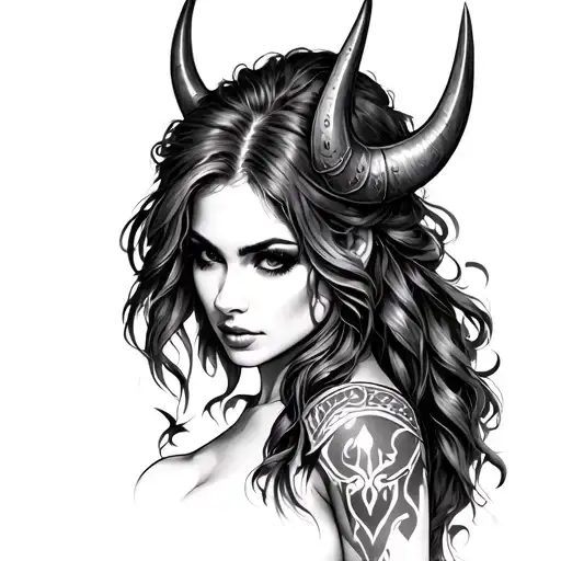 vikinga sexy woman tattoo design idea