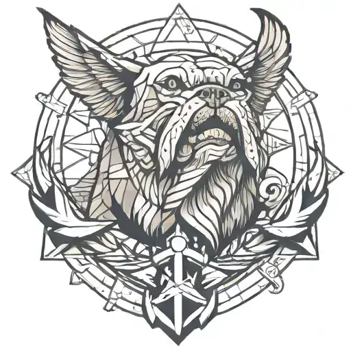 Bulldog eagle anchor world geometric design incorporating tattoo design idea