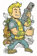 Fallout Vault boy showing tattoo design idea