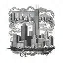 chicago skyline life, catholic tattoo design idea