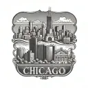 chicago skyline life, catholic tattoo design idea