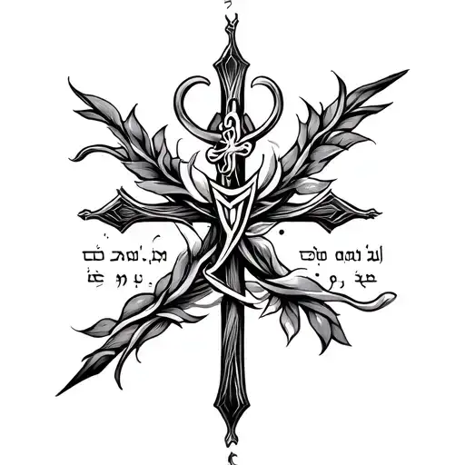 i need to create a tatto with cross and this sentence  إن متّ قبل أن تموت، فلن تموت عندما تموت. on my triceps  tattoo design idea