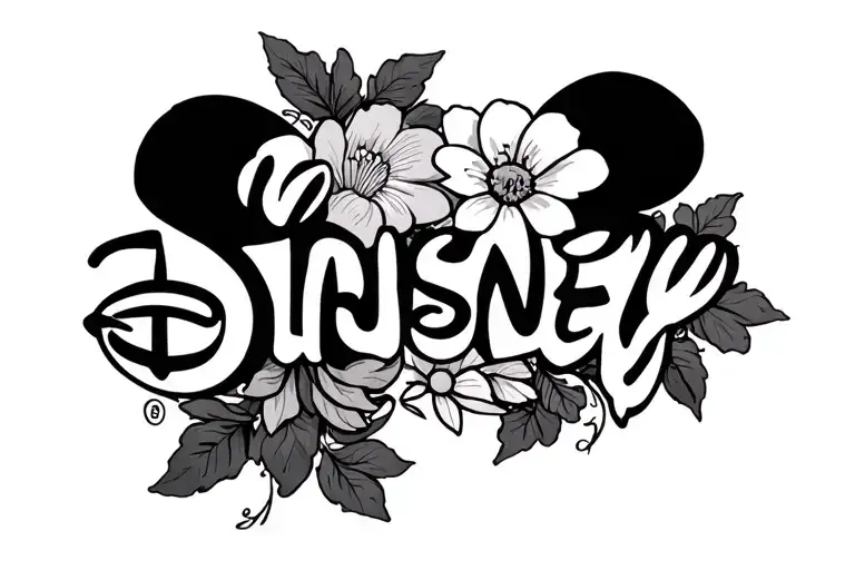 Flowers and Disney Series logo cuff tattoo design idea