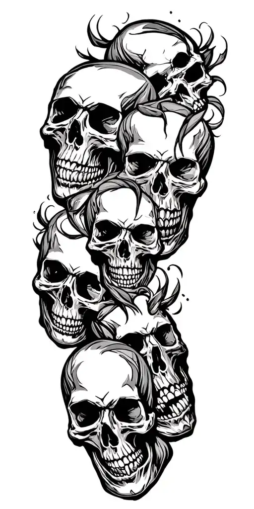 skulls connected up arm sleeve inspired by randy orton tattoo design idea