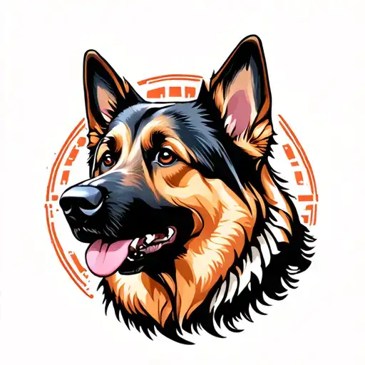 German shepherd tribal Aztec tattoo design idea