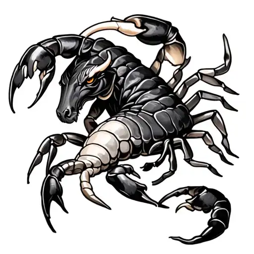 bull and scorpion combined together tattoo design idea