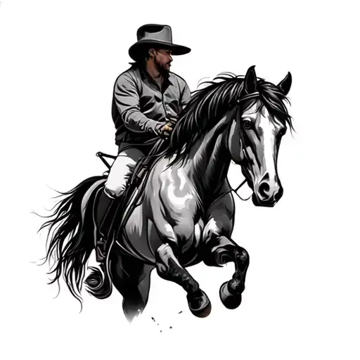 clydesdale horse being ridden tattoo design idea