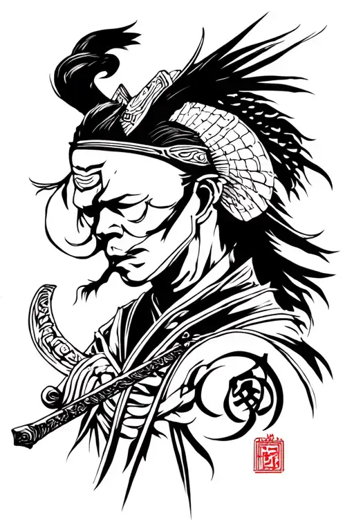 small ronin silhouette tattoo tattoo design idea