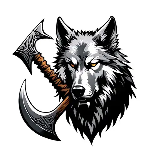 axe fenrir viking norse wolf tattoo design idea
