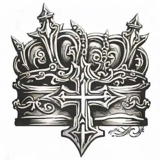 small king's crown cross for forearm tattoo design idea
