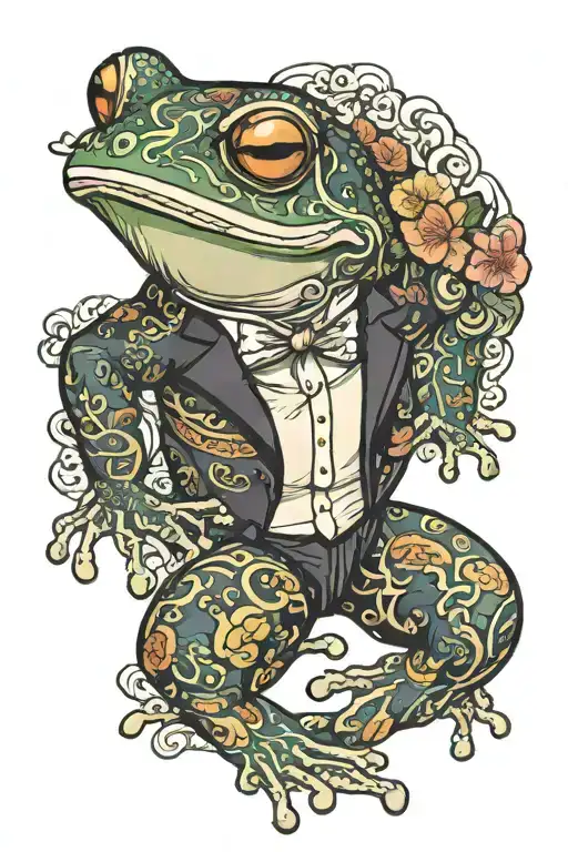 samuri frog tuxedo tattoo design idea