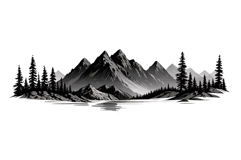 Nature stuff Mountains tattoo design idea