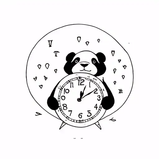 Panda Bear and Clock tattoo design idea