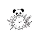 Panda Bear and Clock tattoo design idea