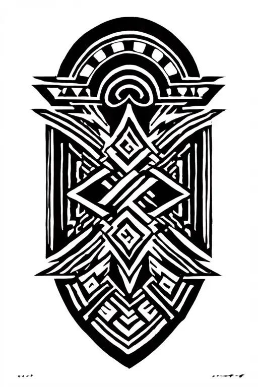 tribal lines  and Greek key arm band tattoo design idea