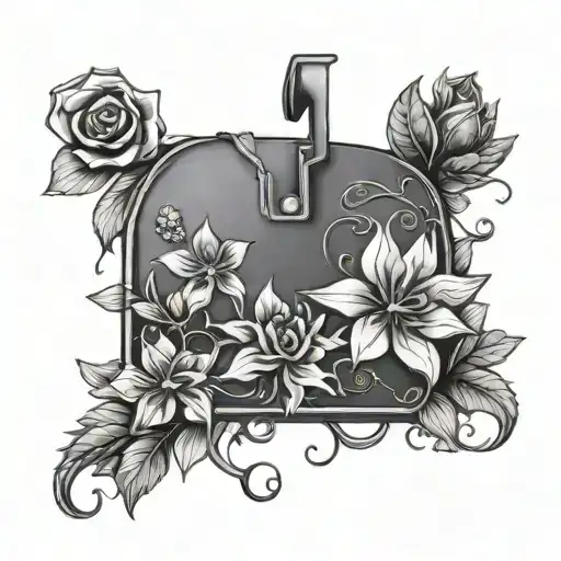 mailbox, cosmo flower, holly flower tattoo tattoo design idea