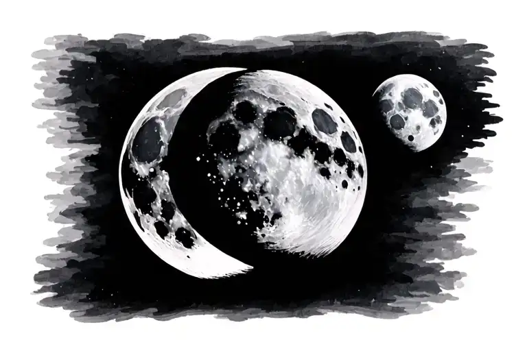 waxing gibbous moon, waxing crescent moon tattoo design idea
