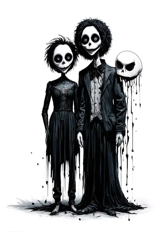 tim burton figures tattoo design idea