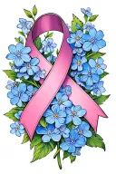 alzheimers ribbon wrapped around forget me not flowers tattoo design idea