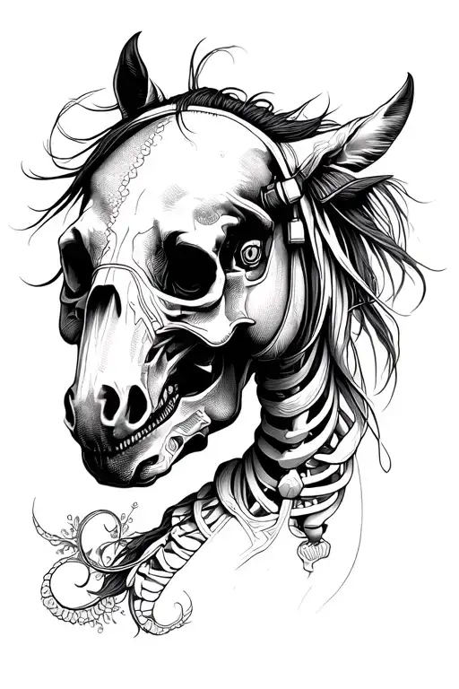 skeleton horse tattoo design idea