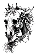 skeleton horse tattoo design idea