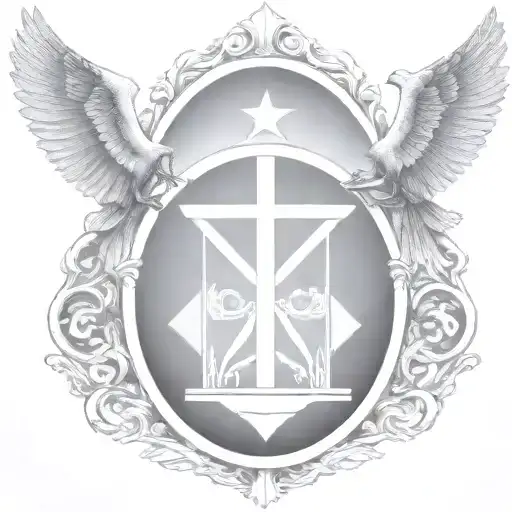 father, son and holy spirit Heaven gate signet ring tattoo design idea