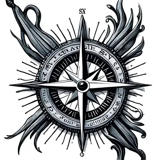 "Sky Blu" Nautical Compass Rose tattoo design idea