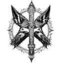 Jesús cross wolf surrounded tattoo design idea