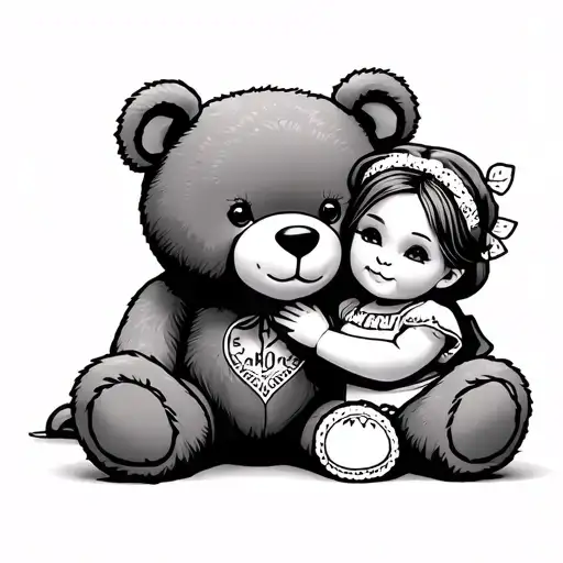 teddy bear and matilda tattoo design idea