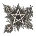 Cryptocurrency Symbols, Pentagram, Satanic, Bitcoin, Crypto, upside down Pentagram, black. ethereum, Bitcoin symbol. tattoo design idea