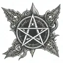 Cryptocurrency Symbols, Pentagram, Satanic, Bitcoin, Crypto, upside down Pentagram, black. ethereum, Bitcoin symbol. tattoo design idea