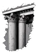 greek column pillar broken in two tattoo design idea