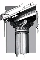 greek column pillar broken in two tattoo design idea