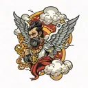 Elijah surrounded by clouds tattoo design idea