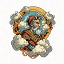 Elijah surrounded by clouds tattoo design idea